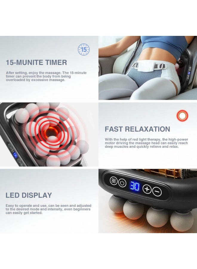 كيلا مجموعة مسدس تدليك مكونة من 8 رؤوس، 16 قطعة، مسدس تدليك الأنسجة العميقة المحمول باليد مع 3 أوضاع و30 شدة، علاج بالضوء الأحمر، جهاز تدليك هادئ بإيقاع للاستخدام المنزلي - Image 4