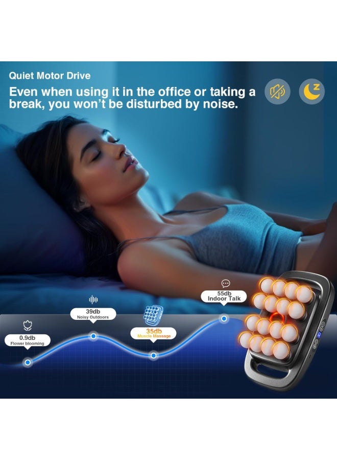 كيلا مجموعة مسدس تدليك مكونة من 8 رؤوس، 16 قطعة، مسدس تدليك الأنسجة العميقة المحمول باليد مع 3 أوضاع و30 شدة، علاج بالضوء الأحمر، جهاز تدليك هادئ بإيقاع للاستخدام المنزلي - Image 2