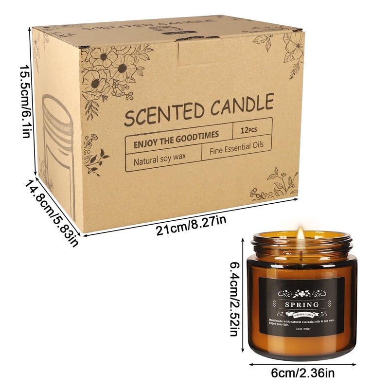 Howemon Scented Candle Set 12 Pack, Candle for Home Scented, Odor Eliminating, Stress Relief, Long Lasting Soy Wax Gift Set - Image 4