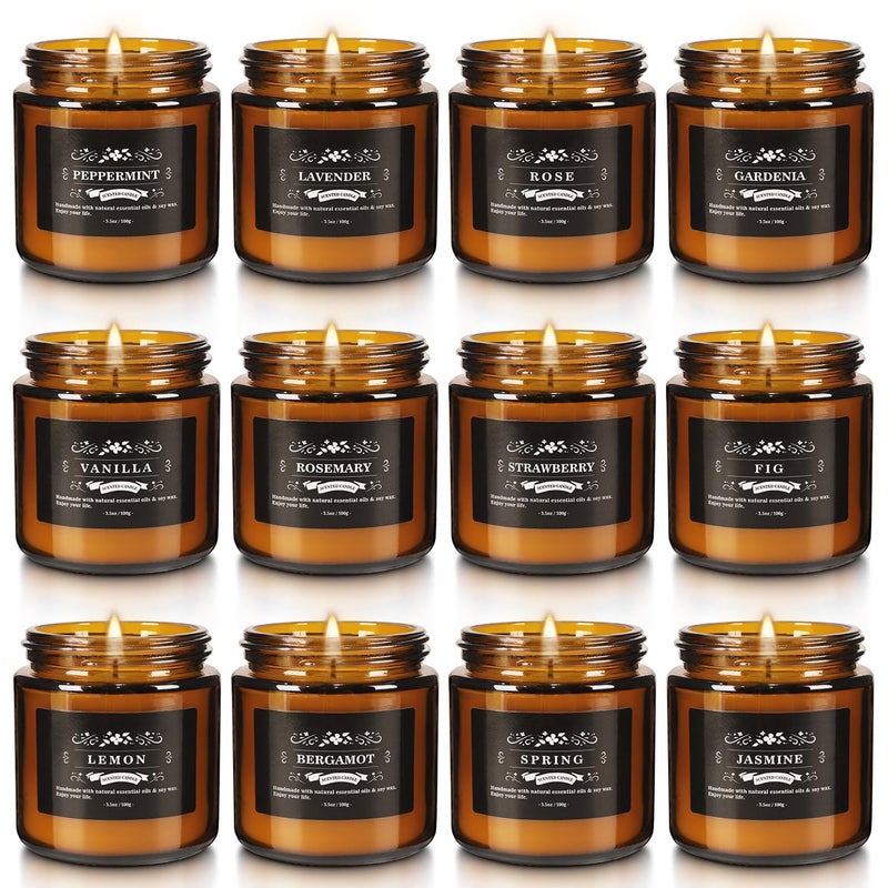 Howemon Scented Candle Set 12 Pack, Candle for Home Scented, Odor Eliminating, Stress Relief, Long Lasting Soy Wax Gift Set - Image 2