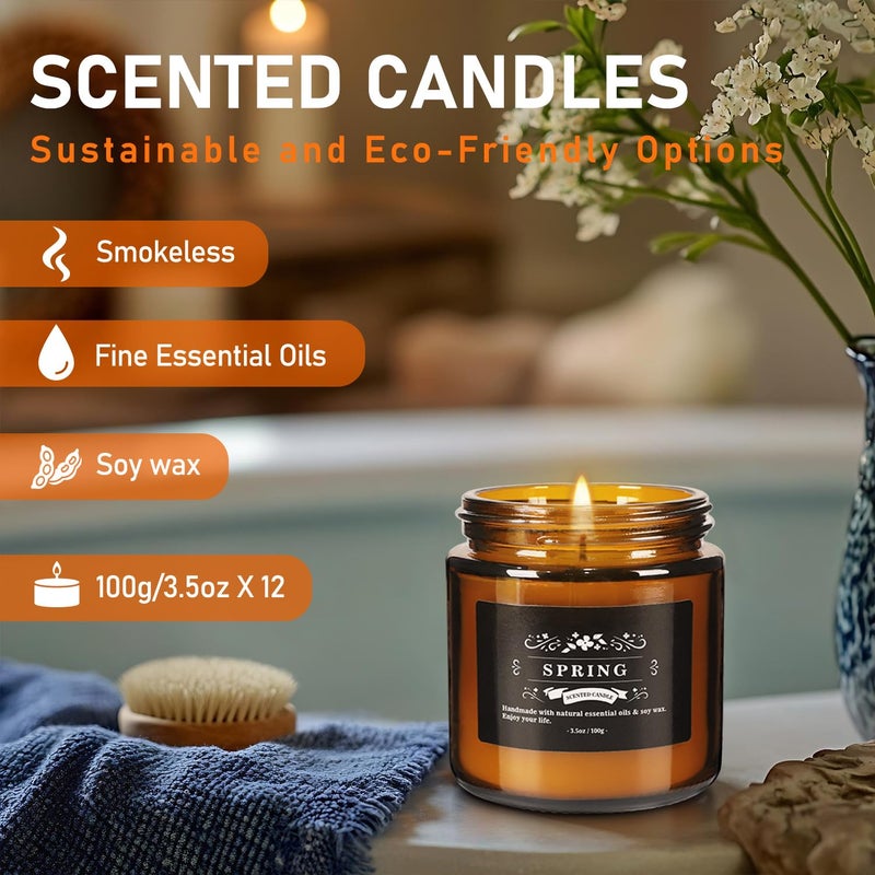 Howemon Scented Candle Set 12 Pack, Candle for Home Scented, Odor Eliminating, Stress Relief, Long Lasting Soy Wax Gift Set - Image 5