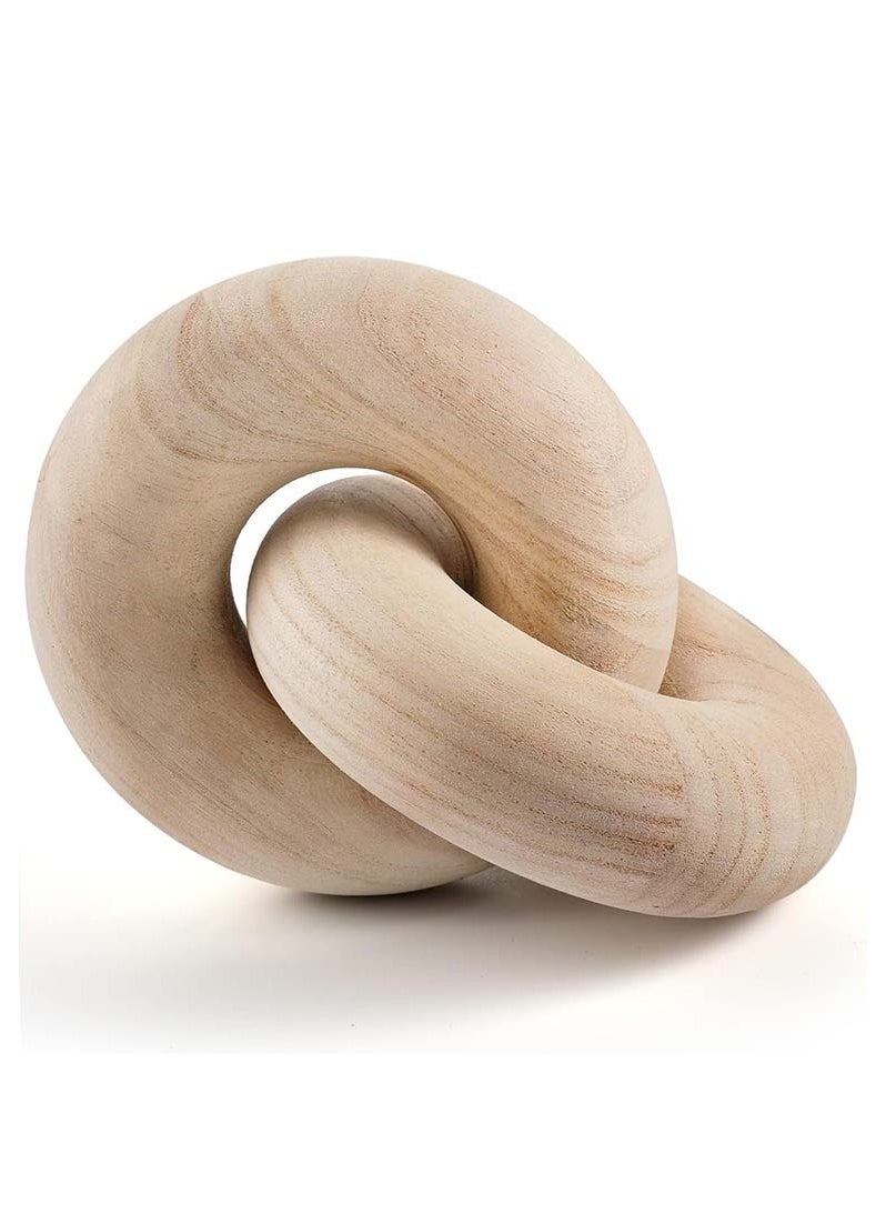 YIM-VIBEHAUS Wood Chain Decor 2-Link Decorative Chain Hand Carved Boho Wood Knot Decor for Bookshelf Desk Living Room Coffee Table Farmhouse Wood Decor Ornament Home Decorative Accessories (Natural)  - Image 1