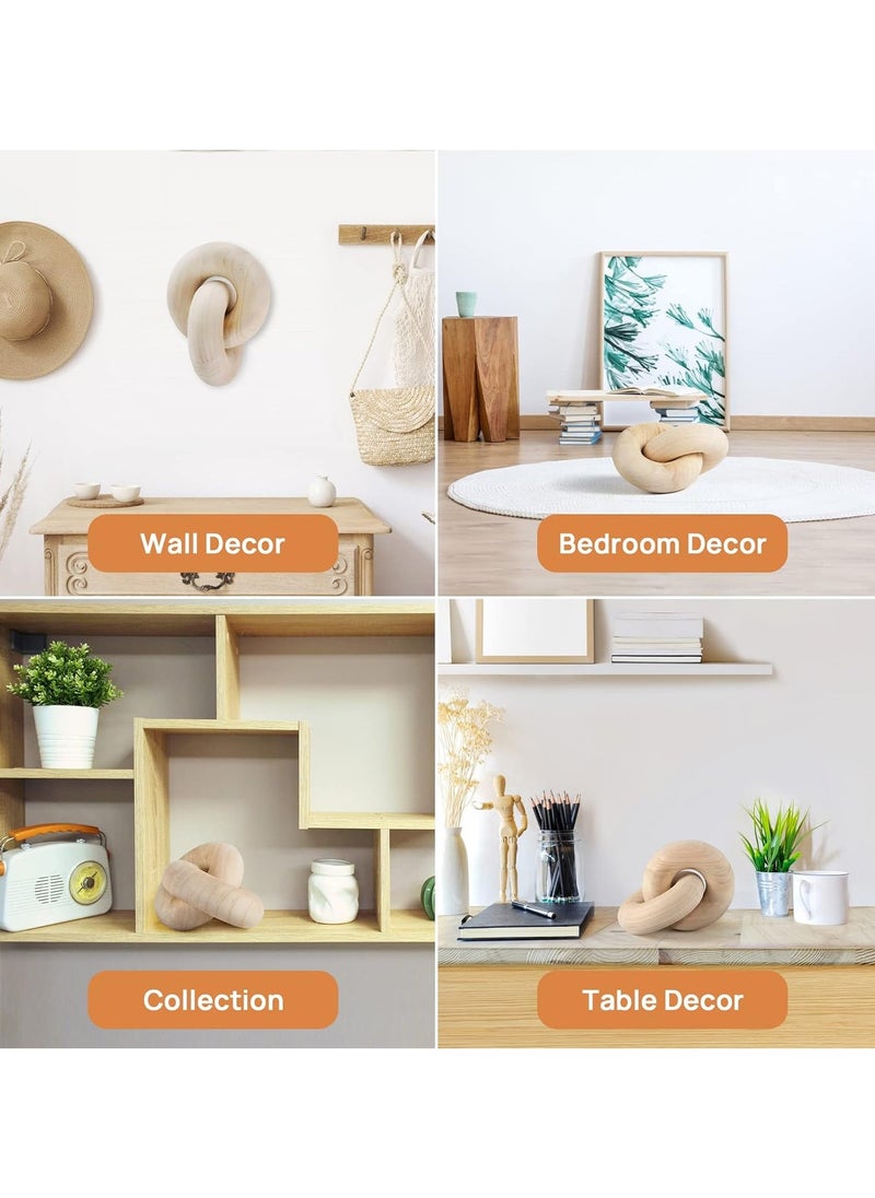 YIM-VIBEHAUS Wood Chain Decor 2-Link Decorative Chain Hand Carved Boho Wood Knot Decor for Bookshelf Desk Living Room Coffee Table Farmhouse Wood Decor Ornament Home Decorative Accessories (Natural)  - Image 5