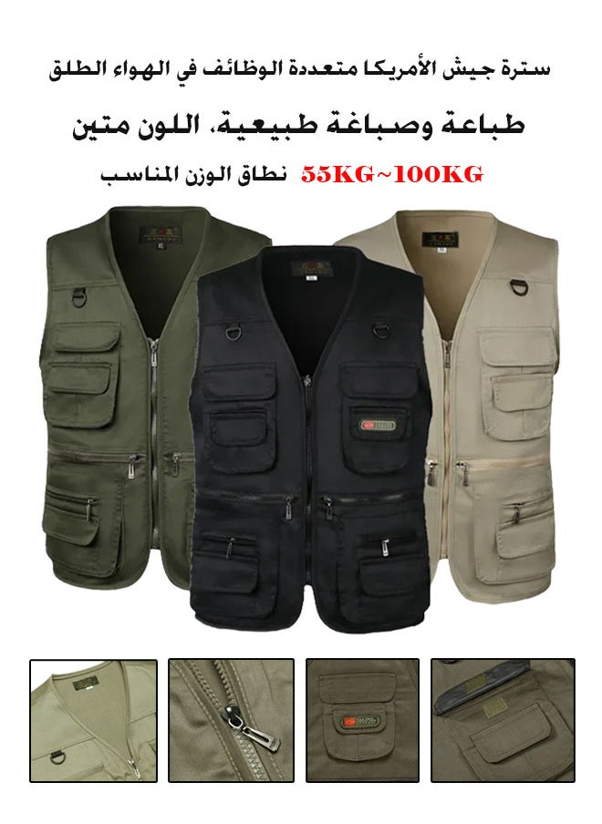 ماركة غير محددة - سترة للصيد والتصوير الفوتوغرافي متعددة الجيوب بمقاسات كبيرة من XL إلى XXXL - Image 1