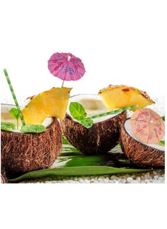 Generic Cocktail Decorative Garnishes Umbrellas Dessert Cake Bamboos Stick Summer Party Beach Theme Decors Wedding Supplies 100pcs Cocktail Umbrellas For Drinks Tropicals Fruit Reusable Orange Picks Coconuts  - Image 5