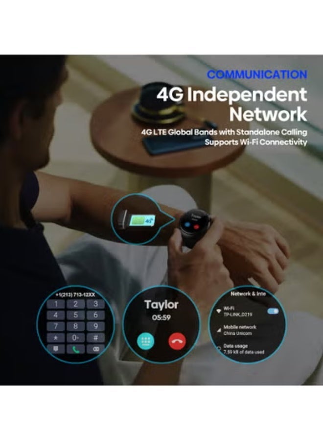 زيبليز ساعة Zeblaze Thor Ultra الذكية بنظام Android 8.1، تدعم شريحة اتصال 4G مستقلة، مزودة بشاشة AMOLED، نظام تحديد المواقع (GPS) مدمج، سعة تخزين 16 جيجابايت، وتدعم تطبيقات Google Play. - Image 3