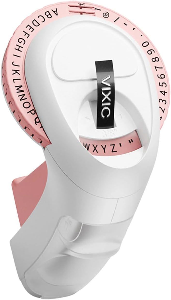 Pink Handheld Manual Embossing Label Maker For Home And Office Use - Image 1