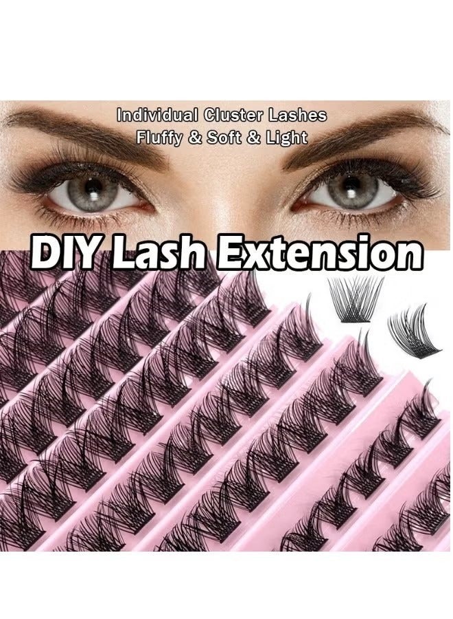 طقم رموش صناعية مكون من 120 قطعة رموش فردية منفوشة ومجعدة ذات مظهر طبيعي ورموش صناعية قابلة لإعادة الاستخدام ورموش صناعية بطول 8-16 مم وغراء رموش أسود للمبتدئين - Image 4