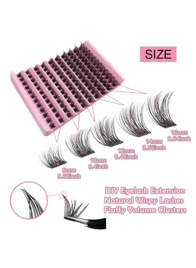 طقم رموش صناعية مكون من 120 قطعة رموش فردية منفوشة ومجعدة ذات مظهر طبيعي ورموش صناعية قابلة لإعادة الاستخدام ورموش صناعية بطول 8-16 مم وغراء رموش أسود للمبتدئين - Image 5