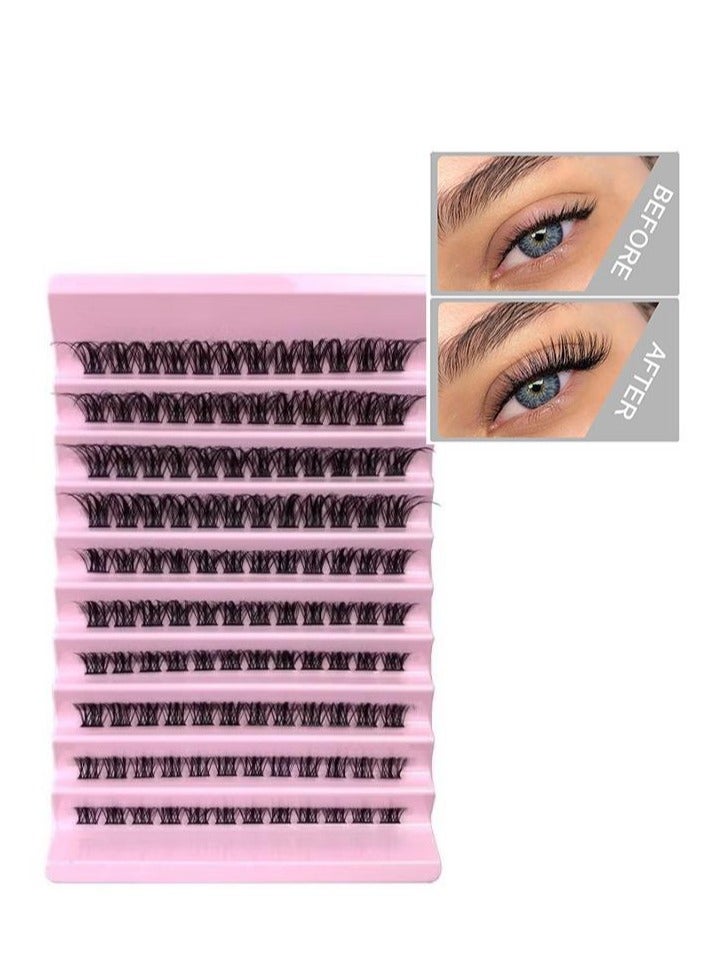 طقم رموش صناعية مكون من 120 قطعة رموش فردية منفوشة ومجعدة ذات مظهر طبيعي ورموش صناعية قابلة لإعادة الاستخدام ورموش صناعية بطول 8-16 مم وغراء رموش أسود للمبتدئين - Image 1