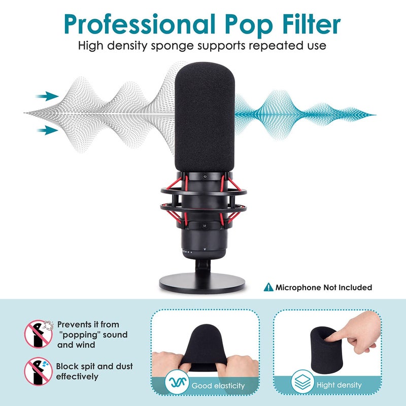 YOUSHARES Mic Windscreen for HyperX QuadCast Microphone, Foam Mic Covers Improve Recording Quality, Professional Hyperx QuadCast Pop Filter - Image 4