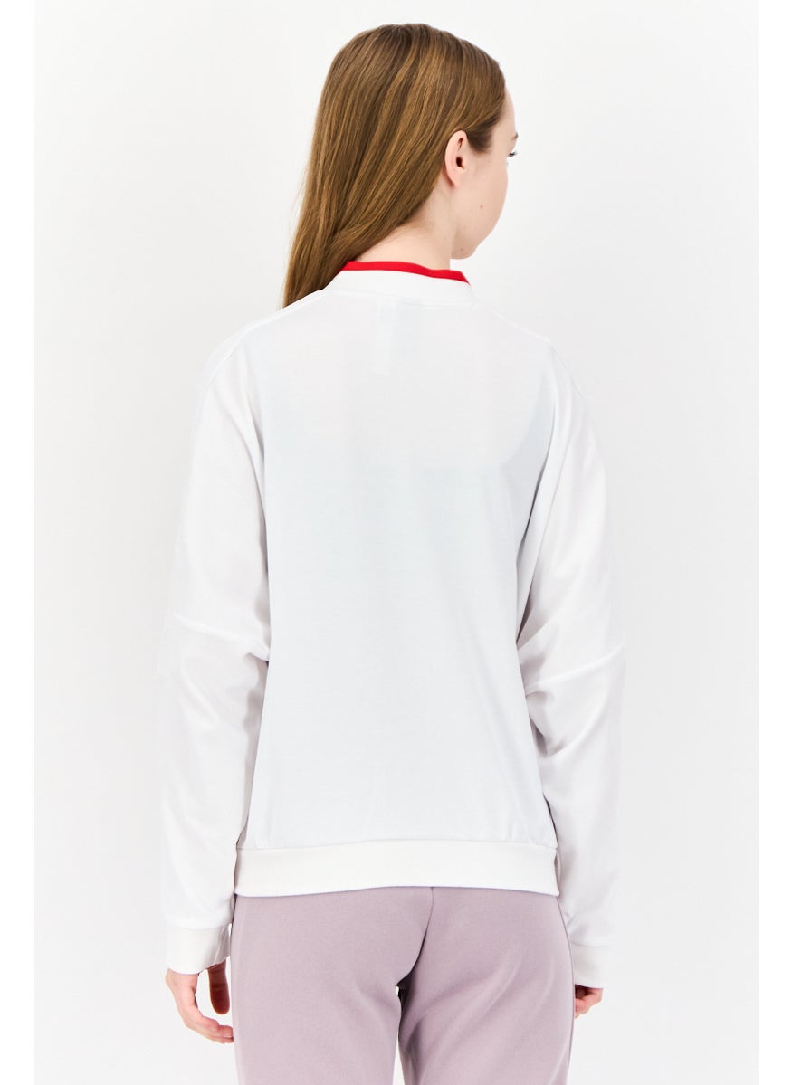 Adidas Women Sportswear Fit Long Sleeve Outdoor Sweatshirt, White  - Image 3