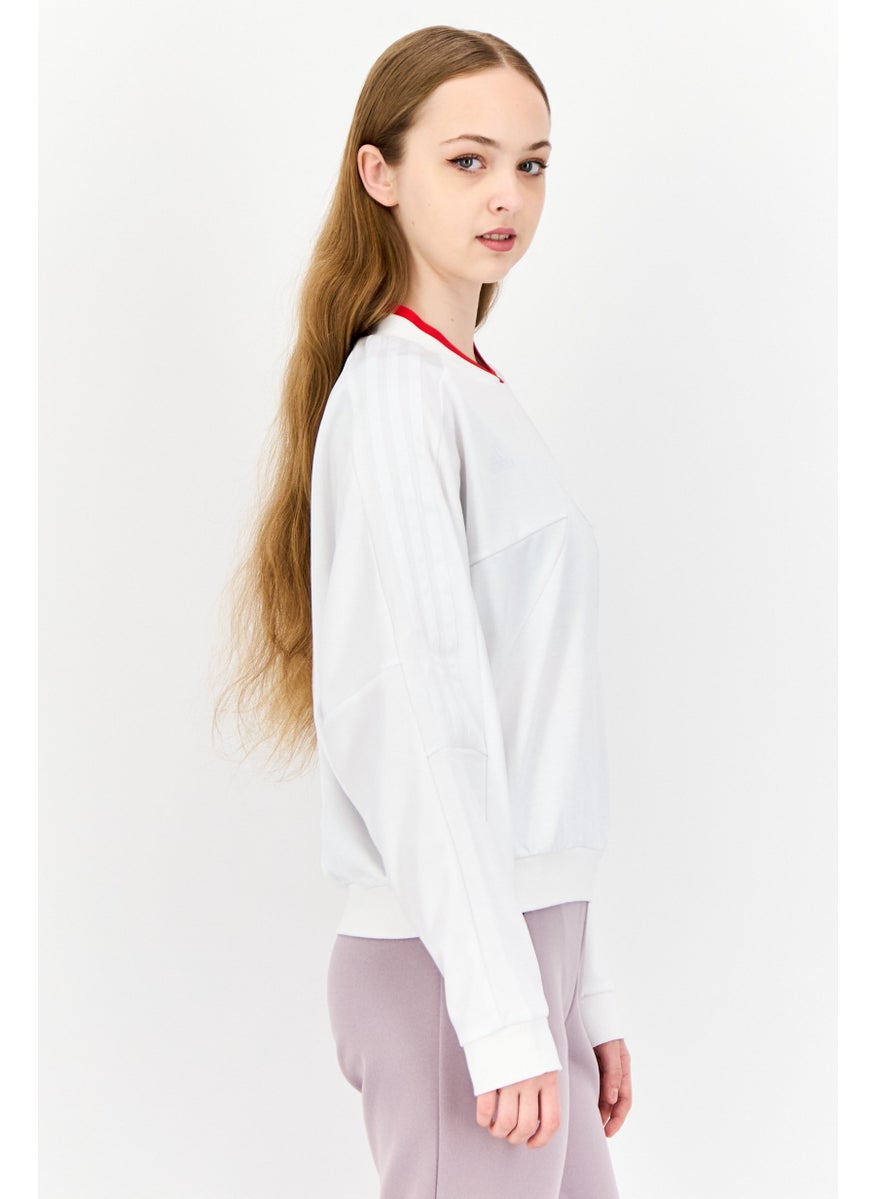 Adidas Women Sportswear Fit Long Sleeve Outdoor Sweatshirt, White  - Image 4