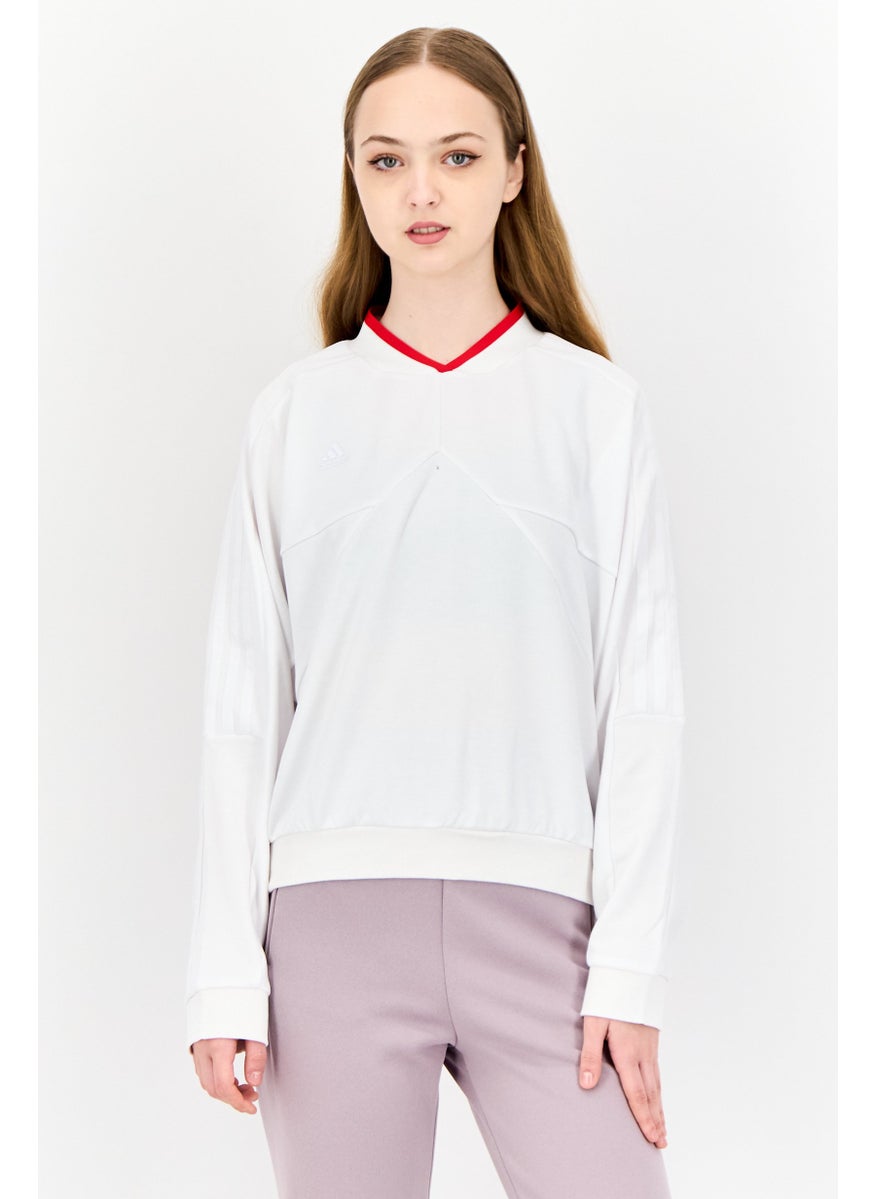 Adidas Women Sportswear Fit Long Sleeve Outdoor Sweatshirt, White  - Image 1
