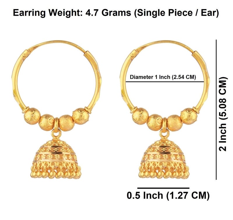 Efulgenz Indian Hoop Earrings Traditional Wedding Bridal Bollywood Jewelry Jhumka Jhumki Dangle Earrings Set Indian Jhumkas for Women - Image 4