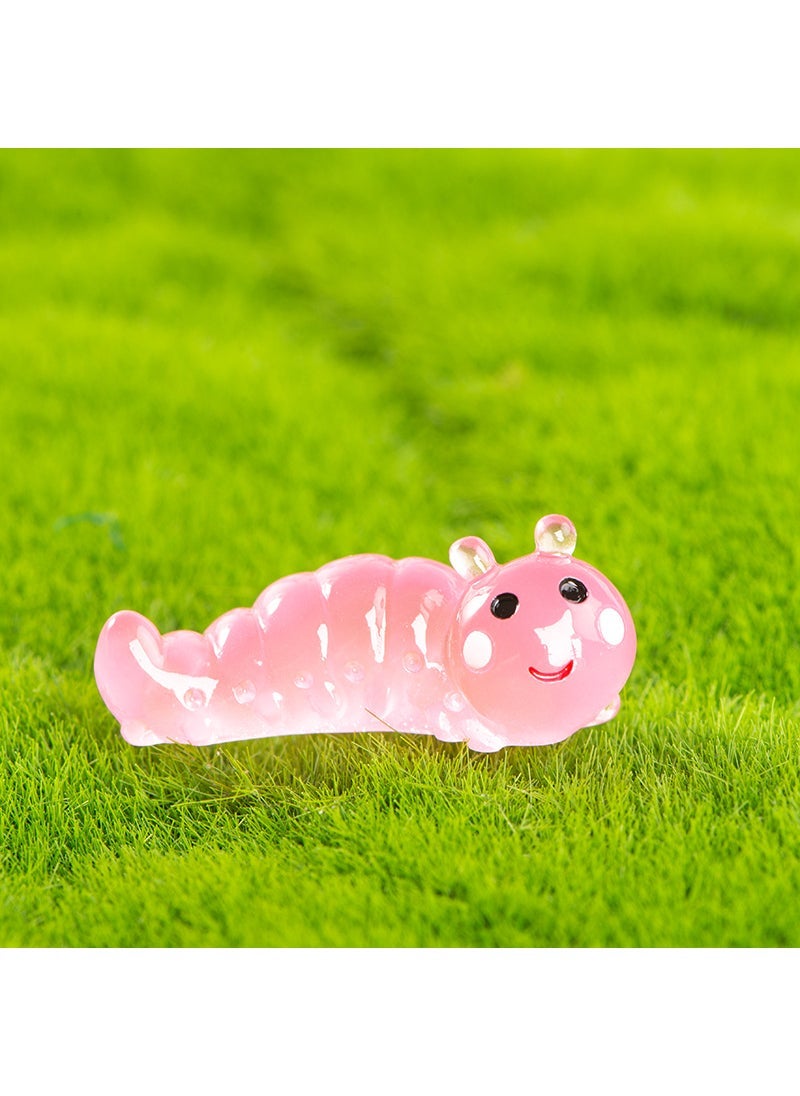 1 x 5 pcs Glowing Caterpillar Moss Miniature Gardening Decor Rose Red large 