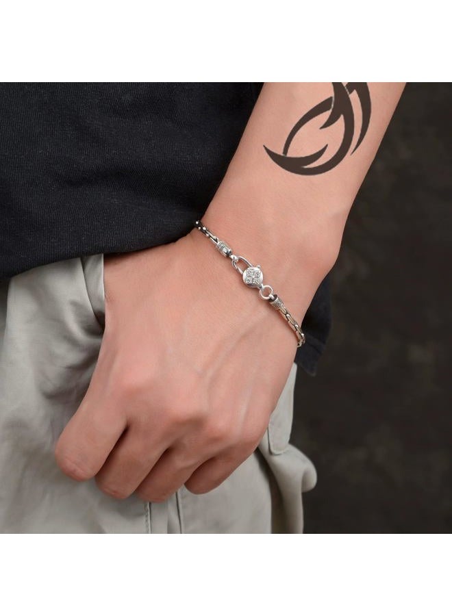 Silverso Italian Handmade Sterling Silver Mens Bracelets | Solid S925 Chain Bracelets | Men's Silver Bracelet Gift for Dad, Boyfriend, Son, My Man, 7.8'' to 9'', Sterling Silver, no gemstone - Image 5