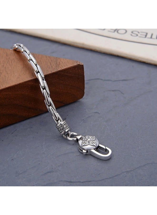 Silverso Italian Handmade Sterling Silver Mens Bracelets | Solid S925 Chain Bracelets | Men's Silver Bracelet Gift for Dad, Boyfriend, Son, My Man, 7.8'' to 9'', Sterling Silver, no gemstone - Image 2