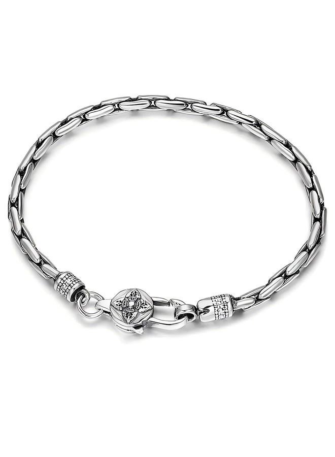 Silverso Italian Handmade Sterling Silver Mens Bracelets | Solid S925 Chain Bracelets | Men's Silver Bracelet Gift for Dad, Boyfriend, Son, My Man, 7.8'' to 9'', Sterling Silver, no gemstone - Image 1
