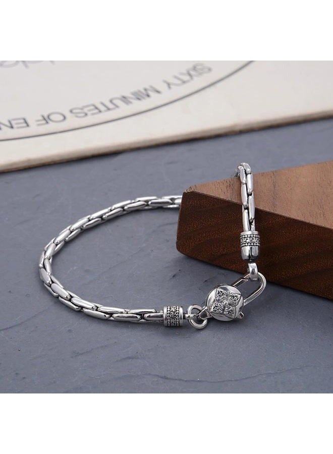 Silverso Italian Handmade Sterling Silver Mens Bracelets | Solid S925 Chain Bracelets | Men's Silver Bracelet Gift for Dad, Boyfriend, Son, My Man, 7.8'' to 9'', Sterling Silver, no gemstone - Image 4