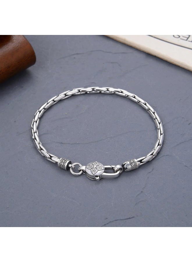 Silverso Italian Handmade Sterling Silver Mens Bracelets | Solid S925 Chain Bracelets | Men's Silver Bracelet Gift for Dad, Boyfriend, Son, My Man, 7.8'' to 9'', Sterling Silver, no gemstone - Image 3