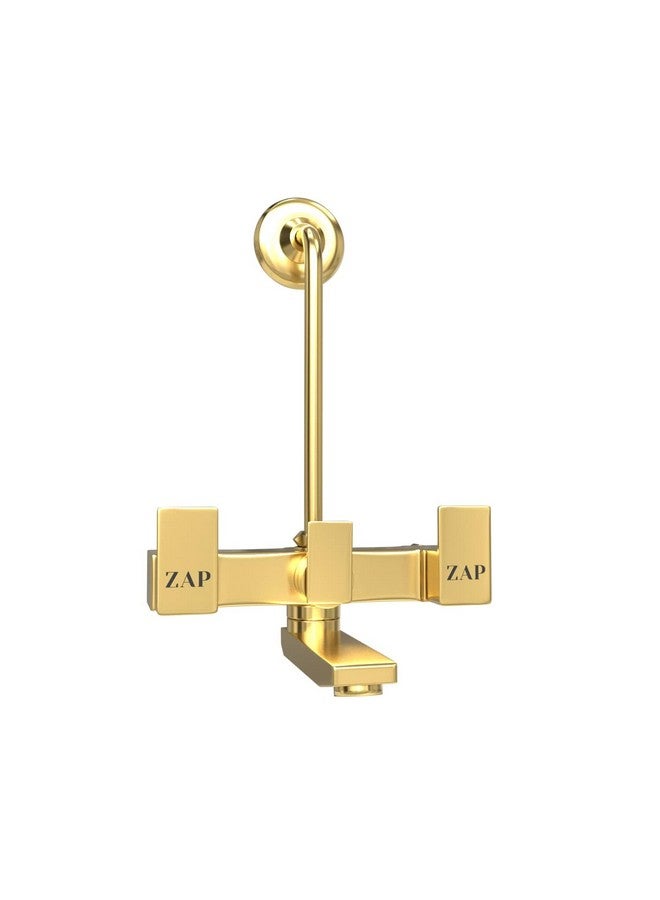 ZAP خلاط حائط زاب سكودا من النحاس الكامل مطلي بالذهب 2 في 1 مع توفير لدش علوي وأنبوب منحني طويل | تجهيزات حمام فاخرة | تصميم متين وأنيق | تشطيب كروم وذهب - Image 1