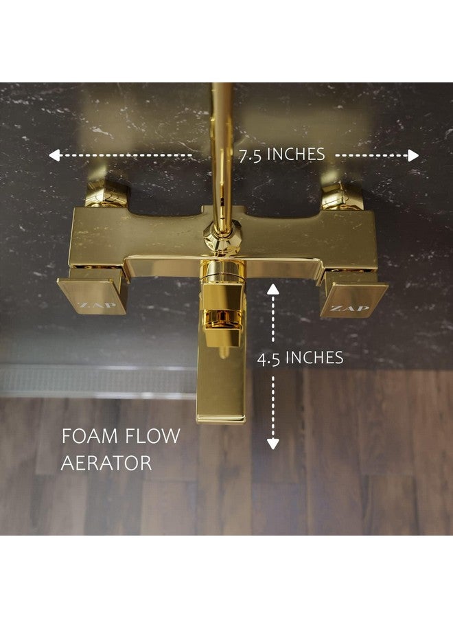 ZAP خلاط حائط زاب سكودا من النحاس الكامل مطلي بالذهب 2 في 1 مع توفير لدش علوي وأنبوب منحني طويل | تجهيزات حمام فاخرة | تصميم متين وأنيق | تشطيب كروم وذهب - Image 4