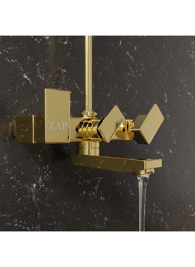 ZAP خلاط حائط زاب سكودا من النحاس الكامل مطلي بالذهب 2 في 1 مع توفير لدش علوي وأنبوب منحني طويل | تجهيزات حمام فاخرة | تصميم متين وأنيق | تشطيب كروم وذهب - Image 5