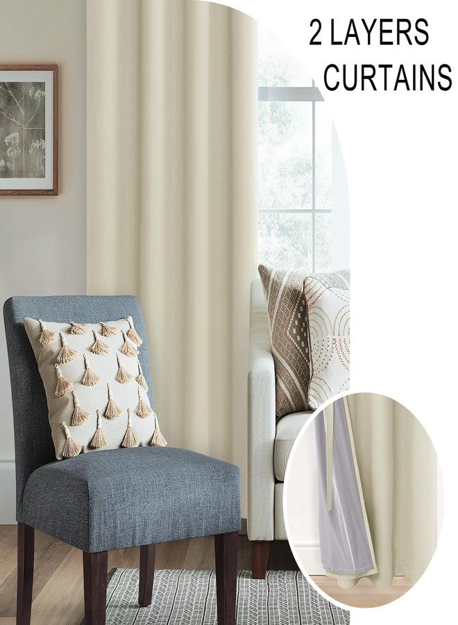 XWZO Total Blackout Curtains 54 Inches Long - Double Layer Full Room Darkening & Energy Efficiency Grommet Window Panels with Tiebacks for Short Windows/Basement, Beige, W52 x L54, Set of 2 - Image 5