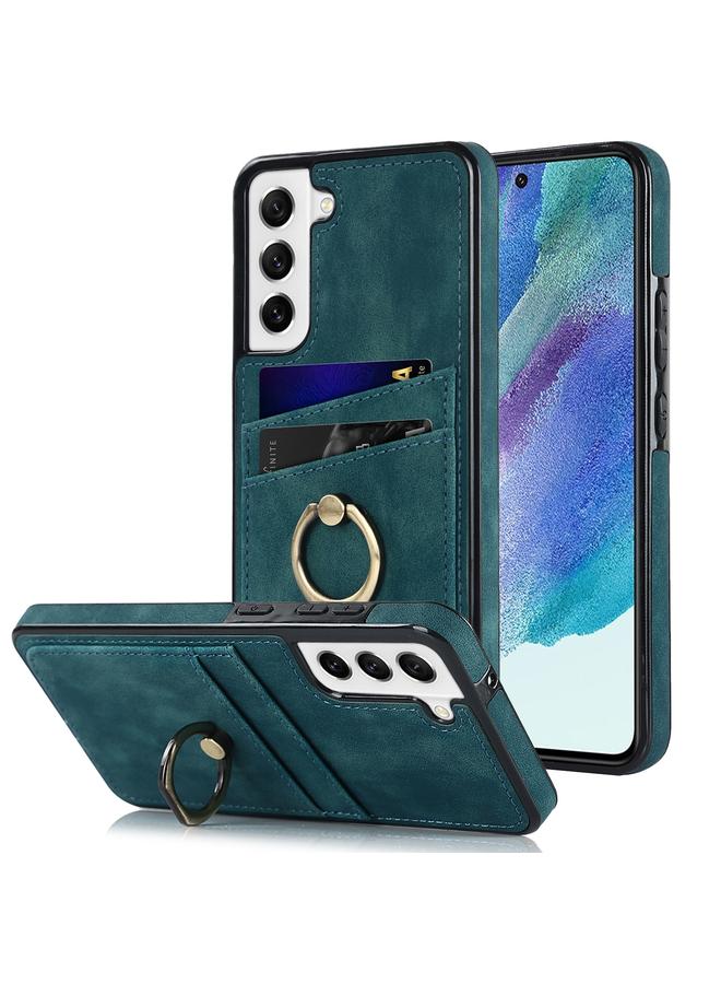 اس-توب جراب لهاتف Samsung Galaxy S21 FE 5G جراب هاتف جلدي عتيق مع حامل حلقي - Image 1