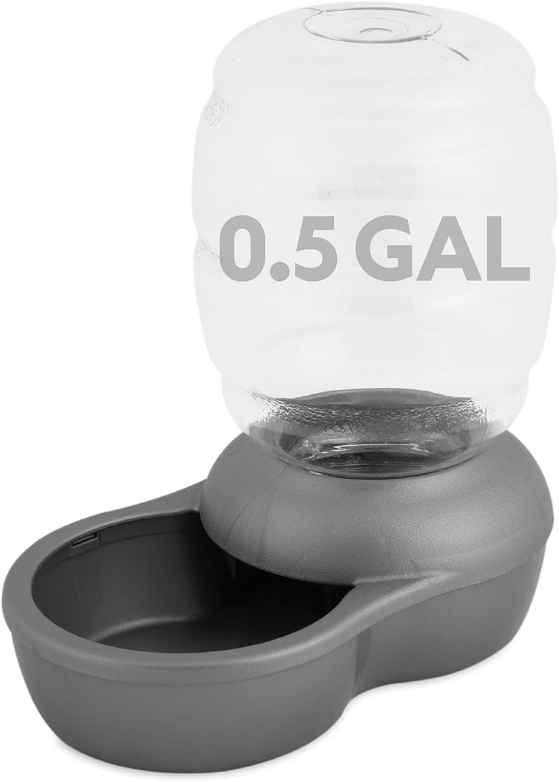 Petmate Replendish Automatic Gravity Waterer for Cats and Dogs, BPA-Free, No Batteries Required, Includes Charcoal Filter, 0.5 Gallon,Silver - Image 1