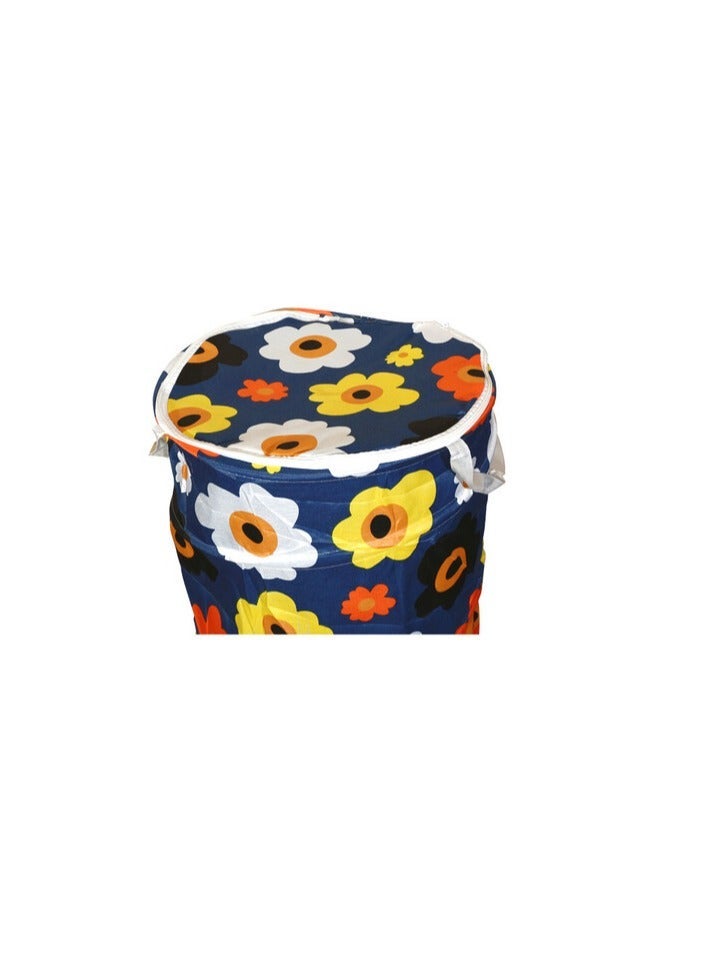 Raxoom Round Foldable Pop up Laundry Bag For Clothes, With Lid Zip Closure And Carry Handle, Laundry Hamper Cloth Basket - Image 3