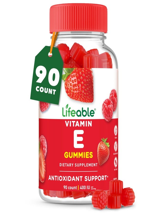 Lifeable Vitamin E Gummies | 400 IU | Great Tasting Vitamin E Supplements | Skin, Eye Health and Immune Function Support | VIT E for Adults, Men, Women | 90 Gummies - Image 1