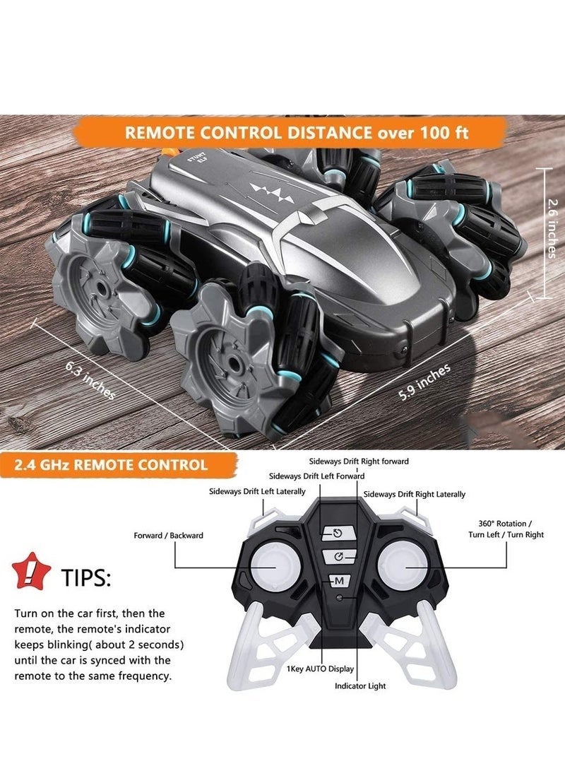 Bukela RC Car Toy Double Sided Stunt Car, 2.4 G Remote Control Car, 360° Rotation and Drift 4WD All Terrain Remote Control Car with Headlights Cars Toys Gifts for Child Over - Image 5