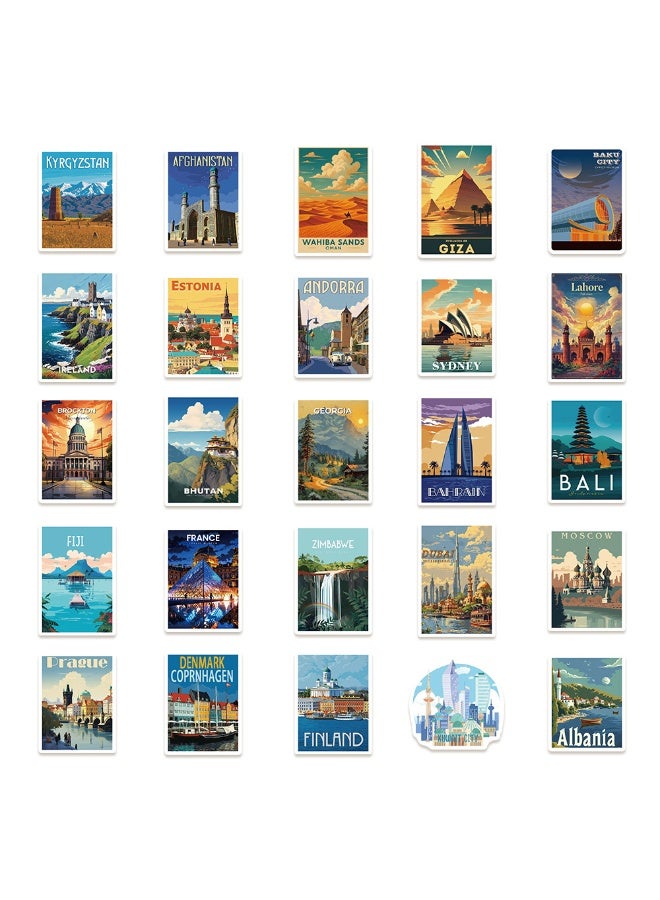 ملصقات السفر العالمية، 50 قطعة، ملصقات خريطة السفر، مصنوعة من الفينيل المقاوم للماء، مناسبة لحقيبة السفر والدراجة والكمبيوتر المحمول وزجاجة المياه وتدوين أدوات السفر، ملصقات غير متكررة، طباعة عالية الدقة - Image 3