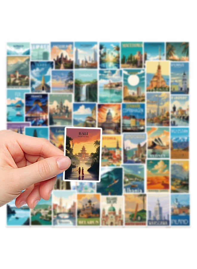 ملصقات السفر العالمية، 50 قطعة، ملصقات خريطة السفر، مصنوعة من الفينيل المقاوم للماء، مناسبة لحقيبة السفر والدراجة والكمبيوتر المحمول وزجاجة المياه وتدوين أدوات السفر، ملصقات غير متكررة، طباعة عالية الدقة - Image 5