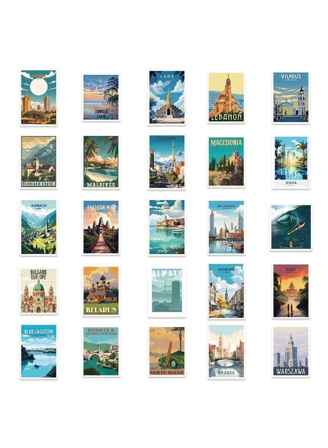 ملصقات السفر العالمية، 50 قطعة، ملصقات خريطة السفر، مصنوعة من الفينيل المقاوم للماء، مناسبة لحقيبة السفر والدراجة والكمبيوتر المحمول وزجاجة المياه وتدوين أدوات السفر، ملصقات غير متكررة، طباعة عالية الدقة - Image 2