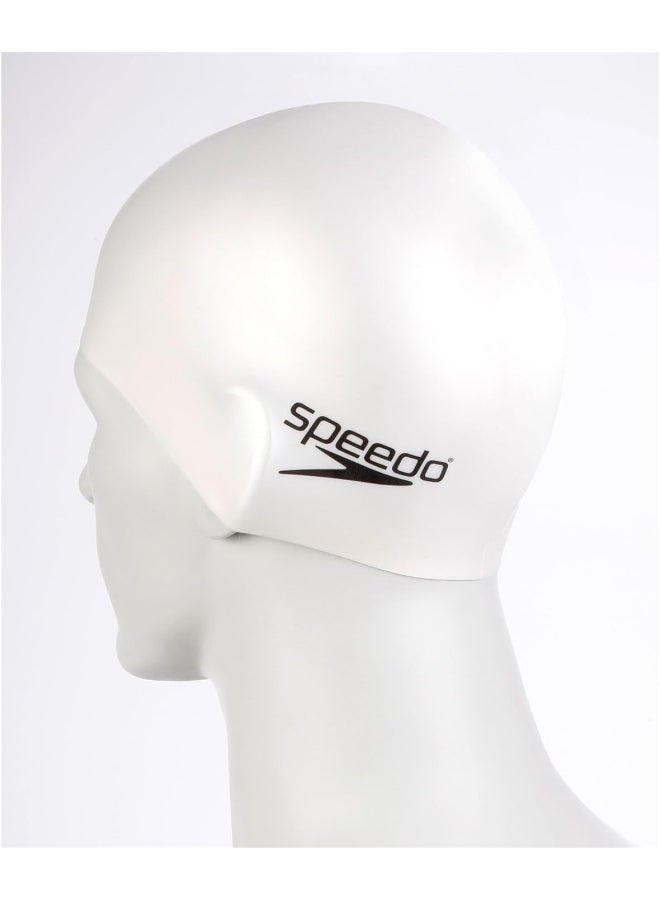 Speedo Speedo Unisex Adult Flat Silicone Swim Cap - White, One Size | Premium Swimwear & Swimming Accessory by Speedo for Training, Fitness and Recreational Use - Premium Swimming Hats for Performance, Durability and Everyday Use - Image 2