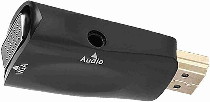 محول من أنثى إلى VGA مع كبل صوتي 3.5 مم، دقة عالية 1080P، أسود - Image 1