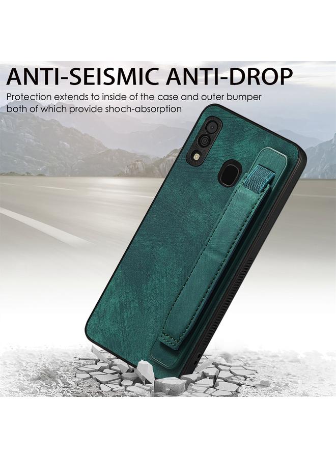 اس-توب جراب خلفي من الجلد لهاتف Samsung Galaxy A30 مع حامل معصم ريترو - Image 2