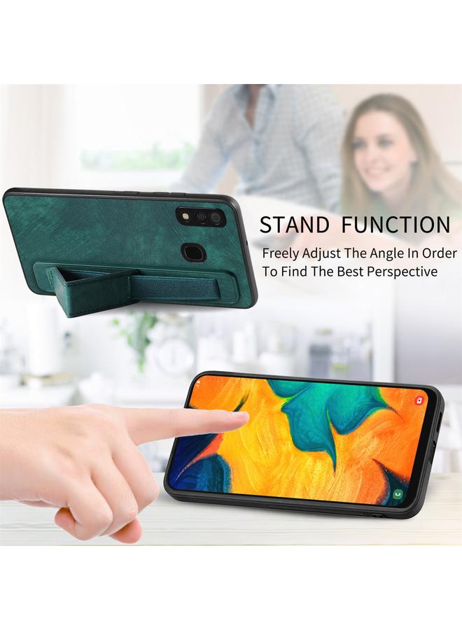 اس-توب جراب خلفي من الجلد لهاتف Samsung Galaxy A30 مع حامل معصم ريترو - Image 4