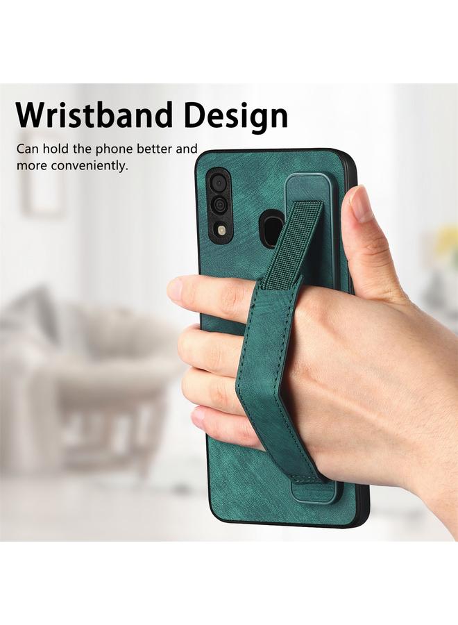 اس-توب جراب خلفي من الجلد لهاتف Samsung Galaxy A30 مع حامل معصم ريترو - Image 3