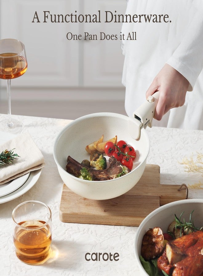 CAROTE 19pcs Pots and Pans Set, Nonstick Cookware Set Detachable Handle, Induction Kitchen Cookware Sets Non Stick with Removable Handle, RV Cookware Set, Oven Safe - Image 5