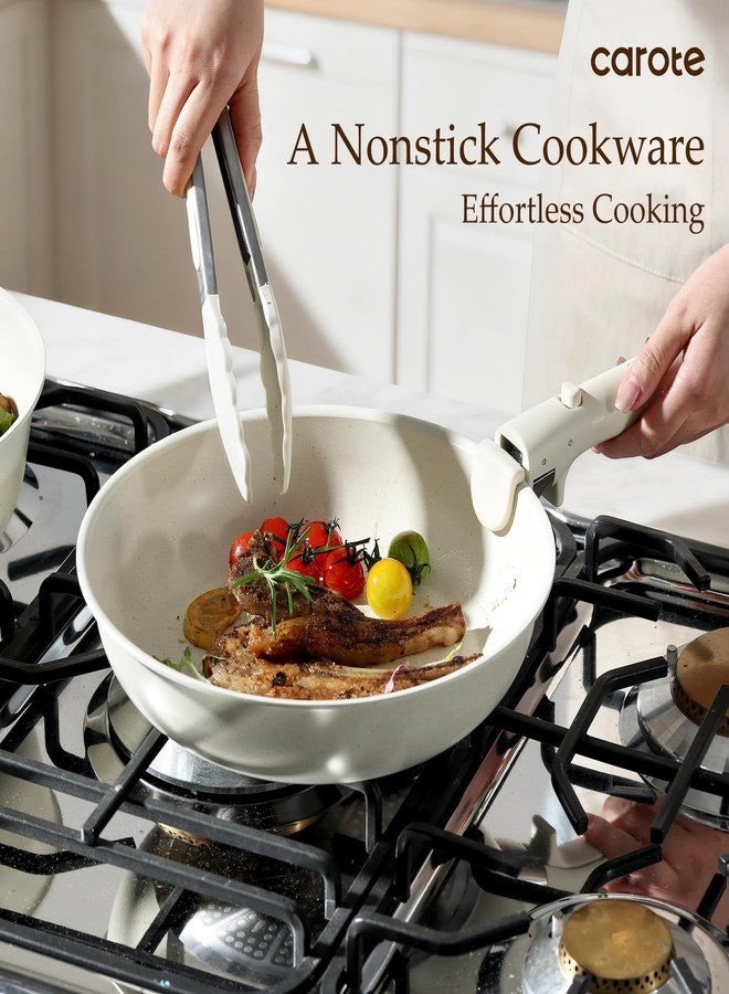 CAROTE 19pcs Pots and Pans Set, Nonstick Cookware Set Detachable Handle, Induction Kitchen Cookware Sets Non Stick with Removable Handle, RV Cookware Set, Oven Safe - Image 3
