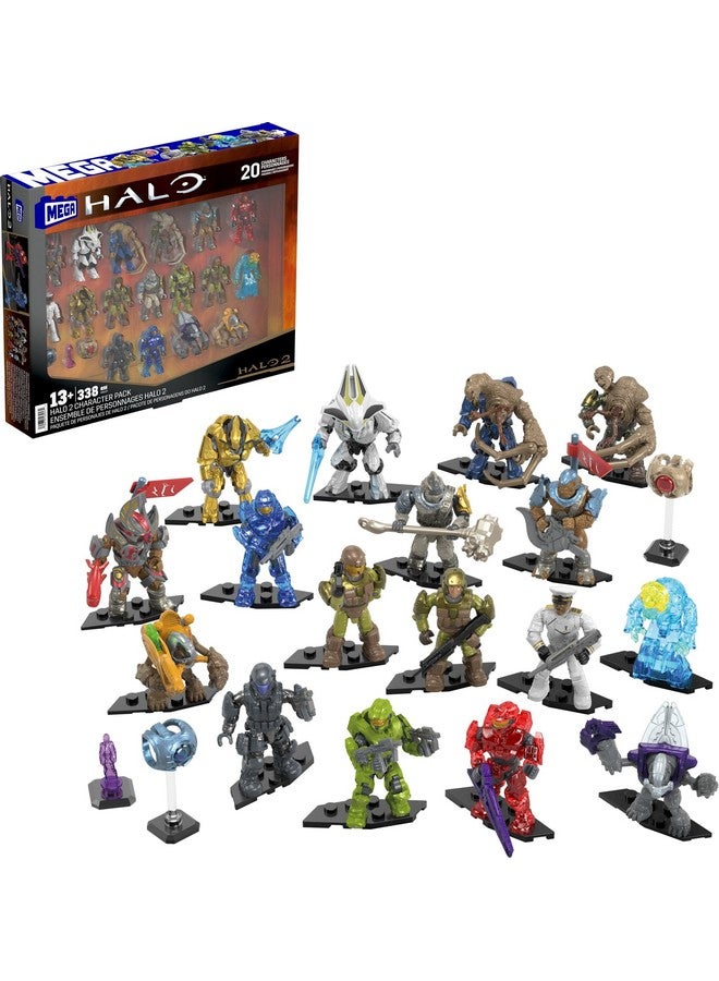 MEGA HALO Action Figures Building Toys Set, Character Pack with 339 Pieces, Poseable Articulation, 2 Inches Tall, Kids or Adult Collectible