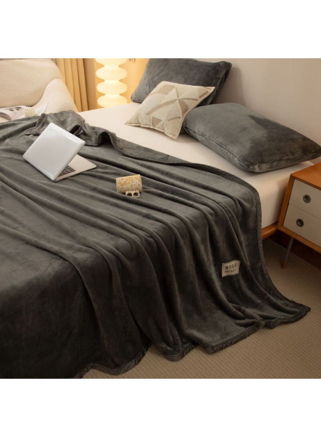 Muji Milk Velvet Blanket Nap Throw, Office Blanket, Air Conditioning Blanket, 150*200cm, Dark Gray - Image 2