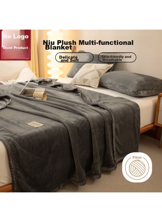 Muji Milk Velvet Blanket Nap Throw, Office Blanket, Air Conditioning Blanket, 150*200cm, Dark Gray - Image 1