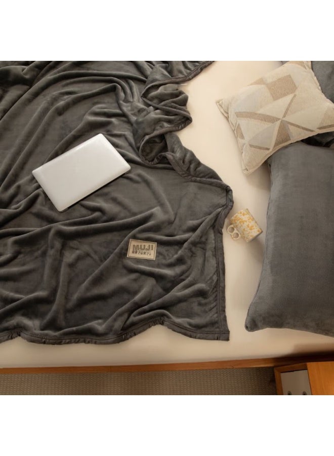 Muji Milk Velvet Blanket Nap Throw, Office Blanket, Air Conditioning Blanket, 150*200cm, Dark Gray - Image 4