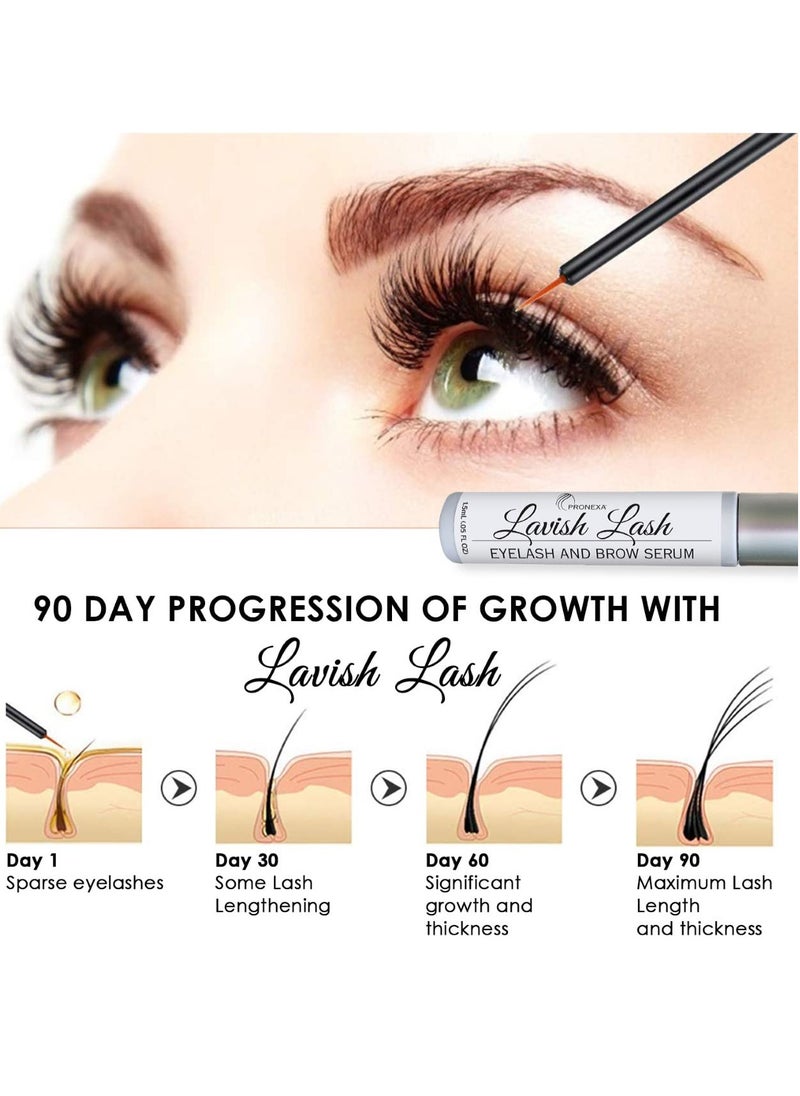 Pronexa - Hairgenics Lavish Lash (3ml, 3 Month Supply) – Eyelash Growth Enhancer & Brow Serum with Natural Peptides for Long, Thick Lashes and Eyebrows! Dermatologist Certified & Hypoallergenic. - Image 1