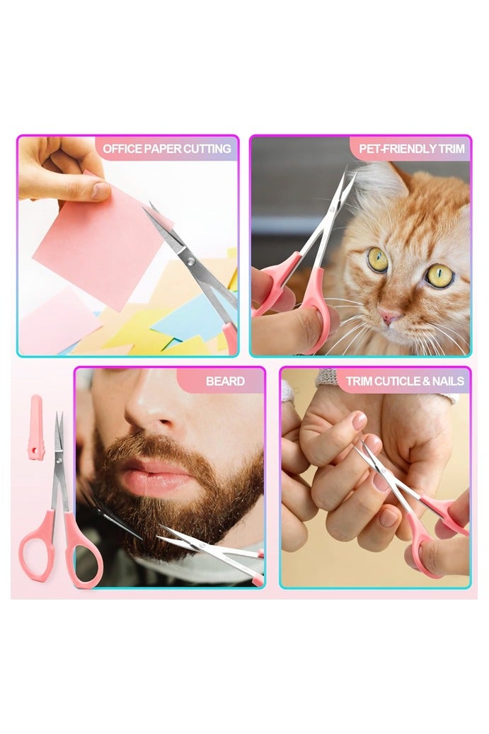 2 Pack Small Beauty Stainless Steel Trimming Eyebrow Scissors for Eyelash Extensions, Facial Nose Hair, 4 Inch - Image 5